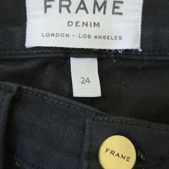 Frame | Le Skinny de Jeanne Distressed Black Jeans Size 24 - Picture 5 of 6